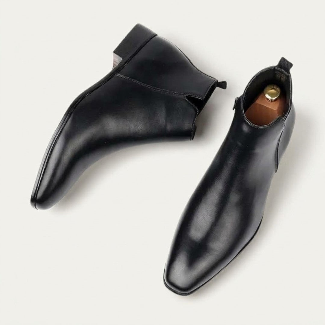 Leather-Look Side-Zip Ankle Boots