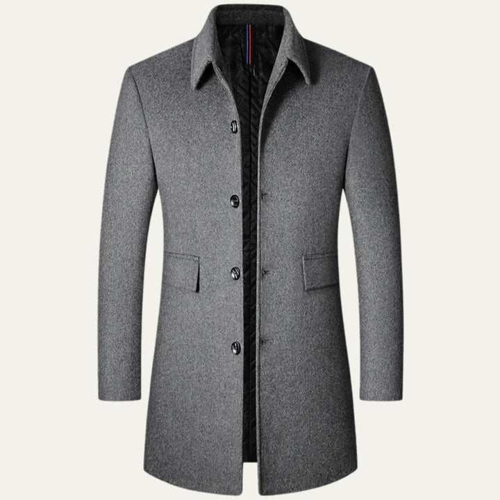 Spread Collar Wool-Look Coat with Quilted Lining