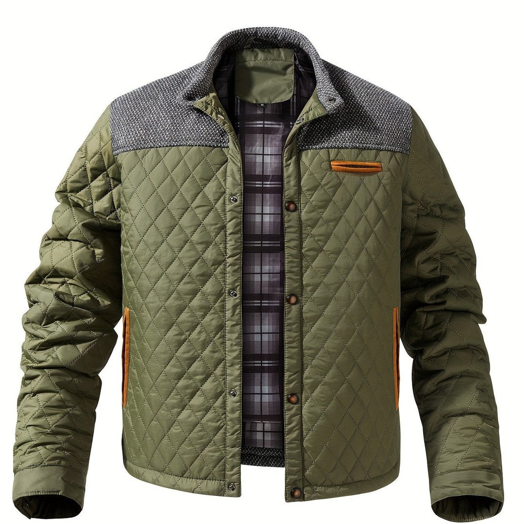Quilted Stand-Collar Zip Jacket