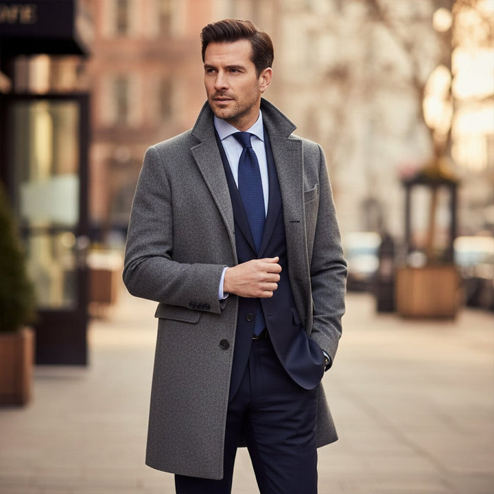 Spread Collar Wool-Look Coat with Quilted Lining