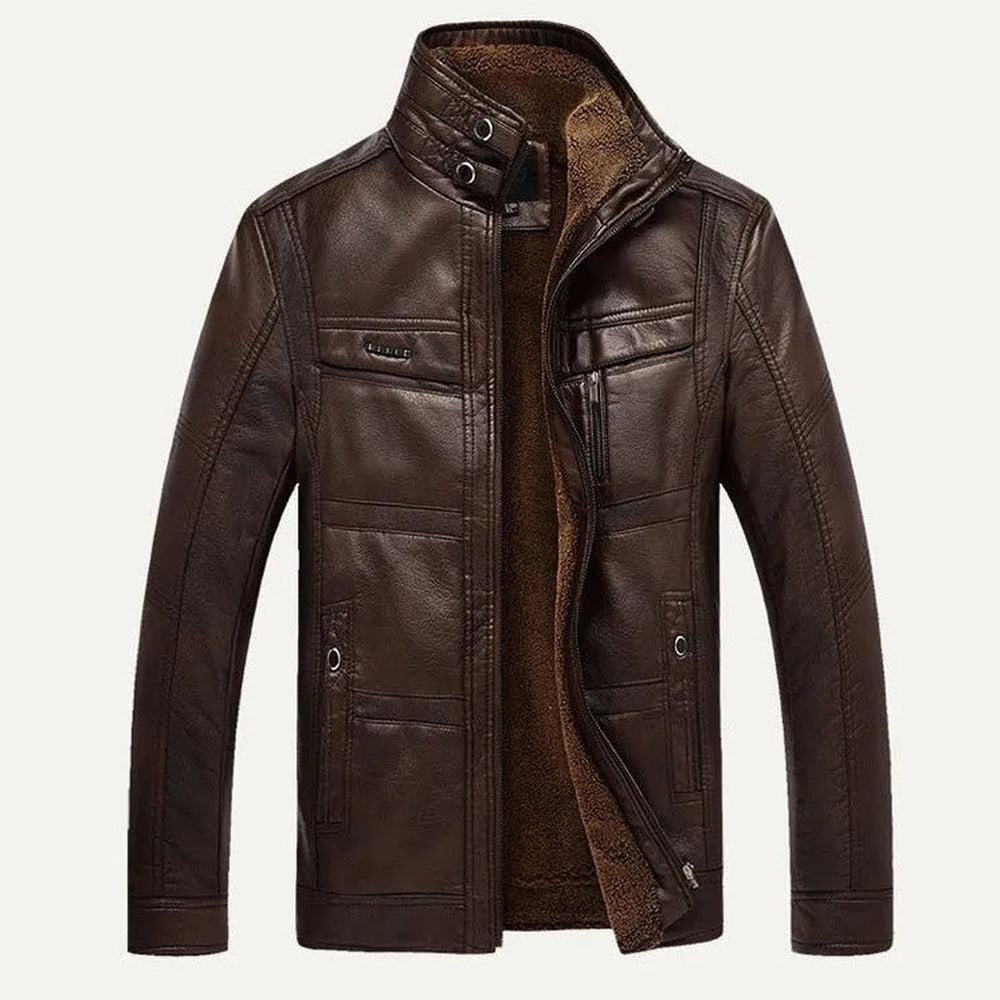 Brindlewood - Leather-Look Utility Jacket Fleece-Lined Multi Pocket
