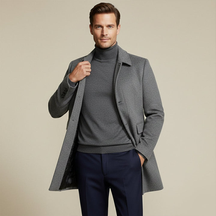 Spread Collar Wool-Look Coat with Quilted Lining