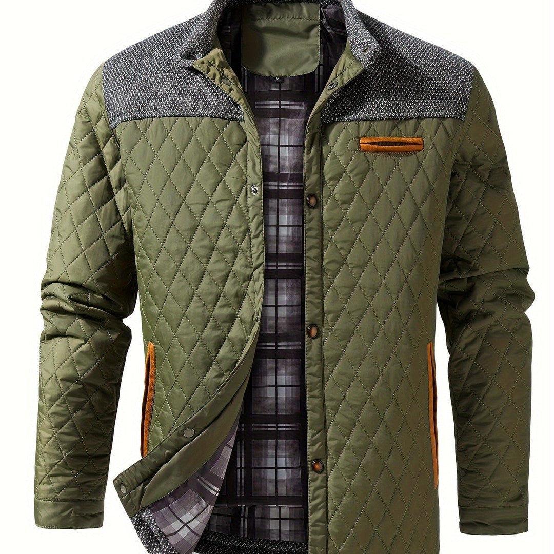 Quilted Stand-Collar Zip Jacket