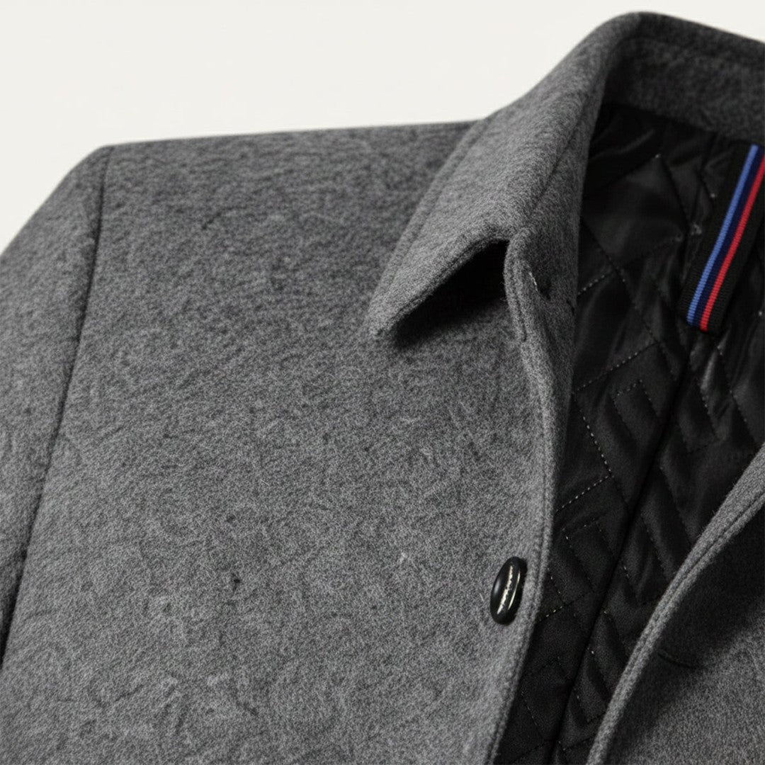 Spread Collar Wool-Look Coat with Quilted Lining