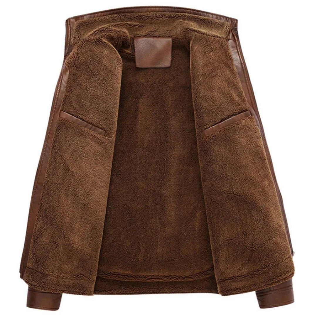 Brindlewood - Leather-Look Utility Jacket Fleece-Lined Multi Pocket