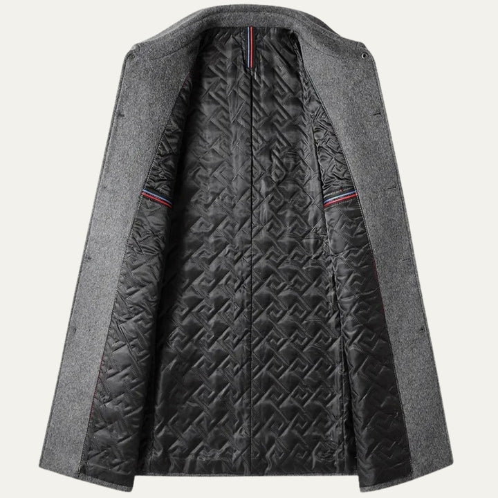 Spread Collar Wool-Look Coat with Quilted Lining
