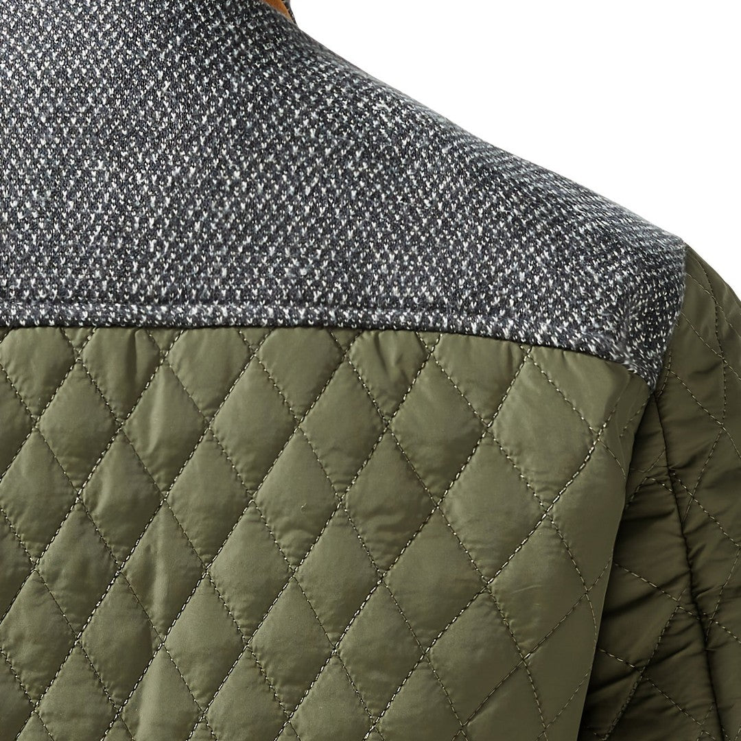 Quilted Stand-Collar Zip Jacket