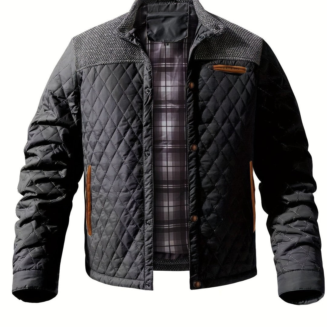 Quilted Stand-Collar Zip Jacket
