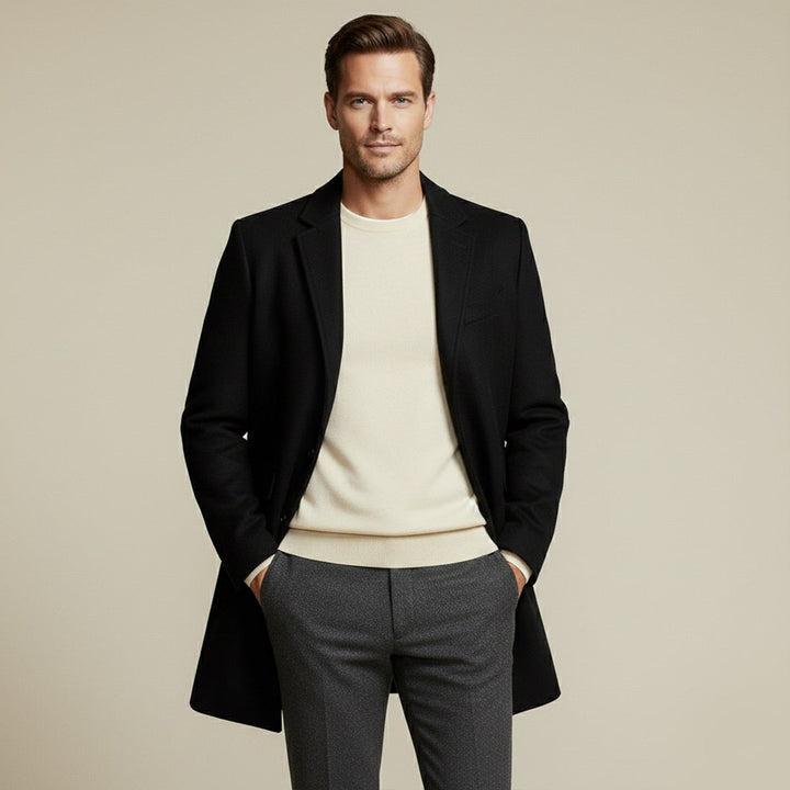 Spread Collar Wool-Look Coat with Quilted Lining