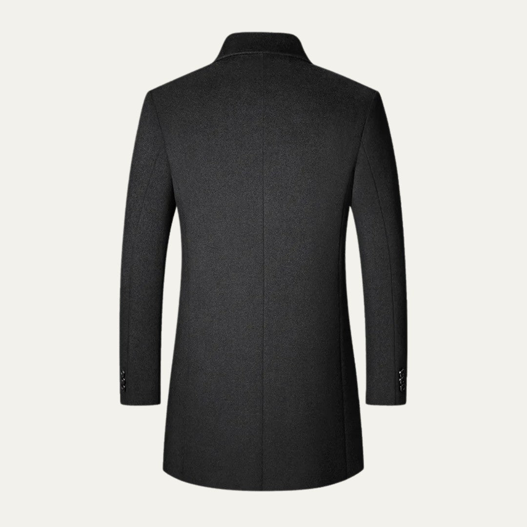 Spread Collar Wool-Look Coat with Quilted Lining