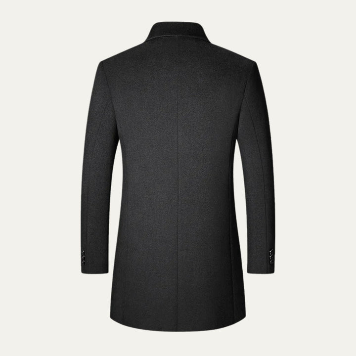 Spread Collar Wool-Look Coat with Quilted Lining