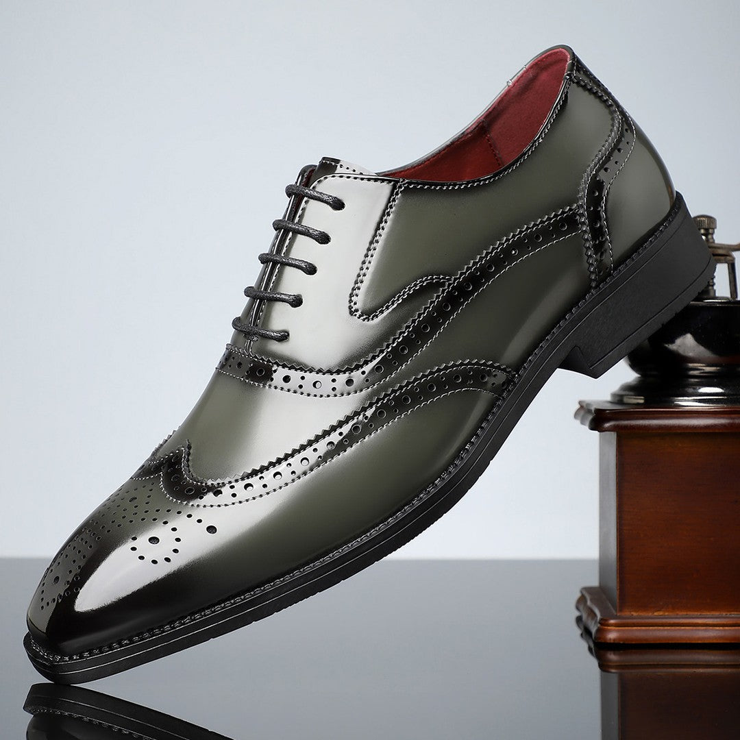 Colour-Block Wingtip Brogue Shoes
