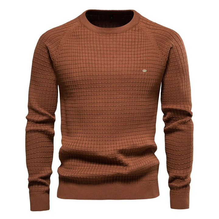Waffle-Texture Crew Sweater