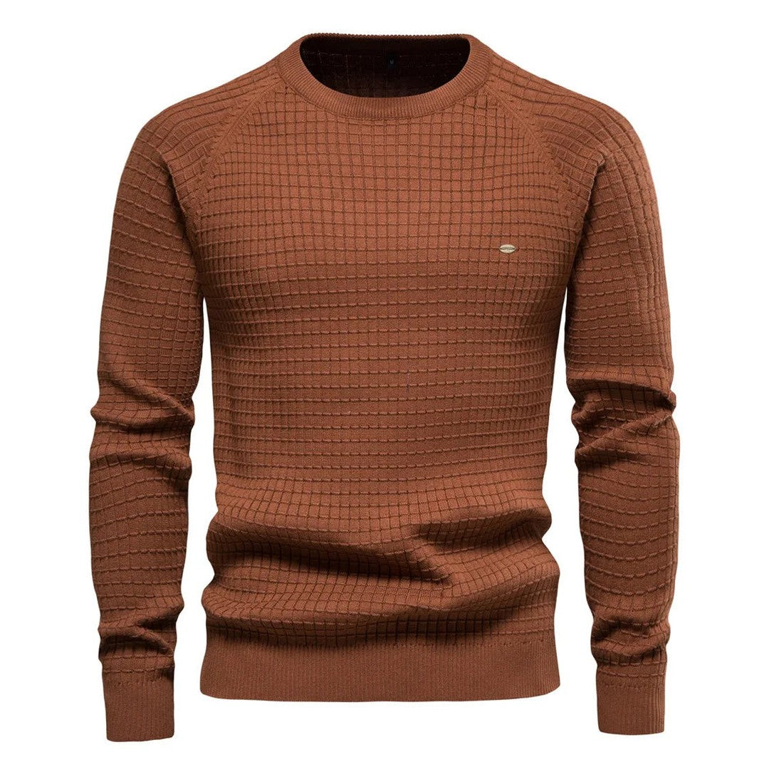 Waffle-Texture Crew Sweater