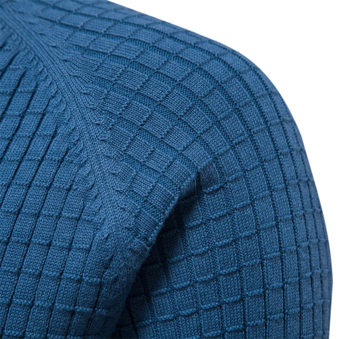 Waffle-Texture Crew Sweater