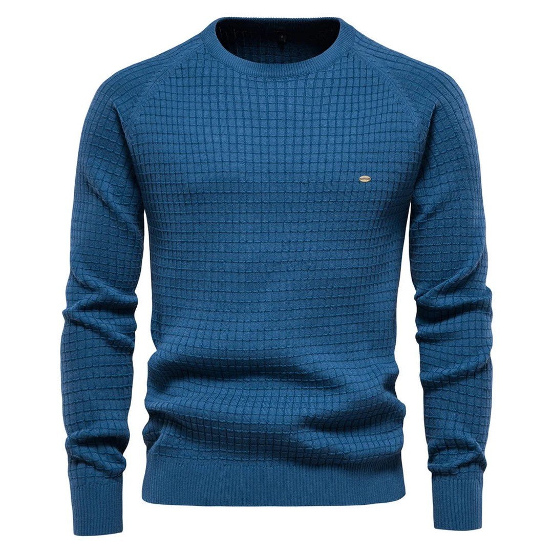 Waffle-Texture Crew Sweater
