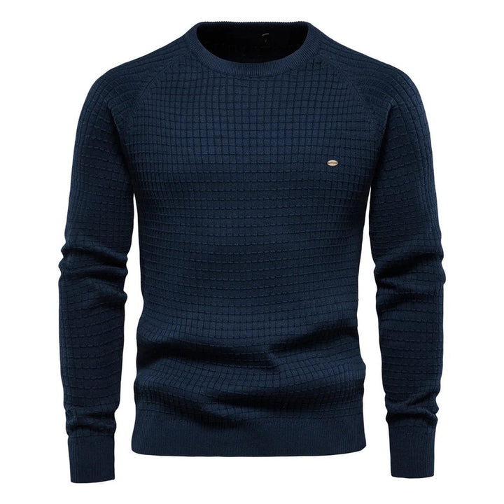 Waffle-Texture Crew Sweater