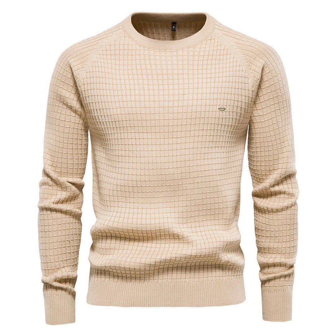 Waffle-Texture Crew Sweater