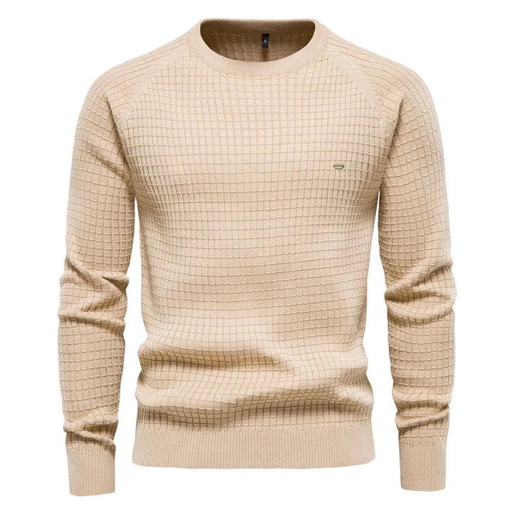 Waffle-Texture Crew Sweater