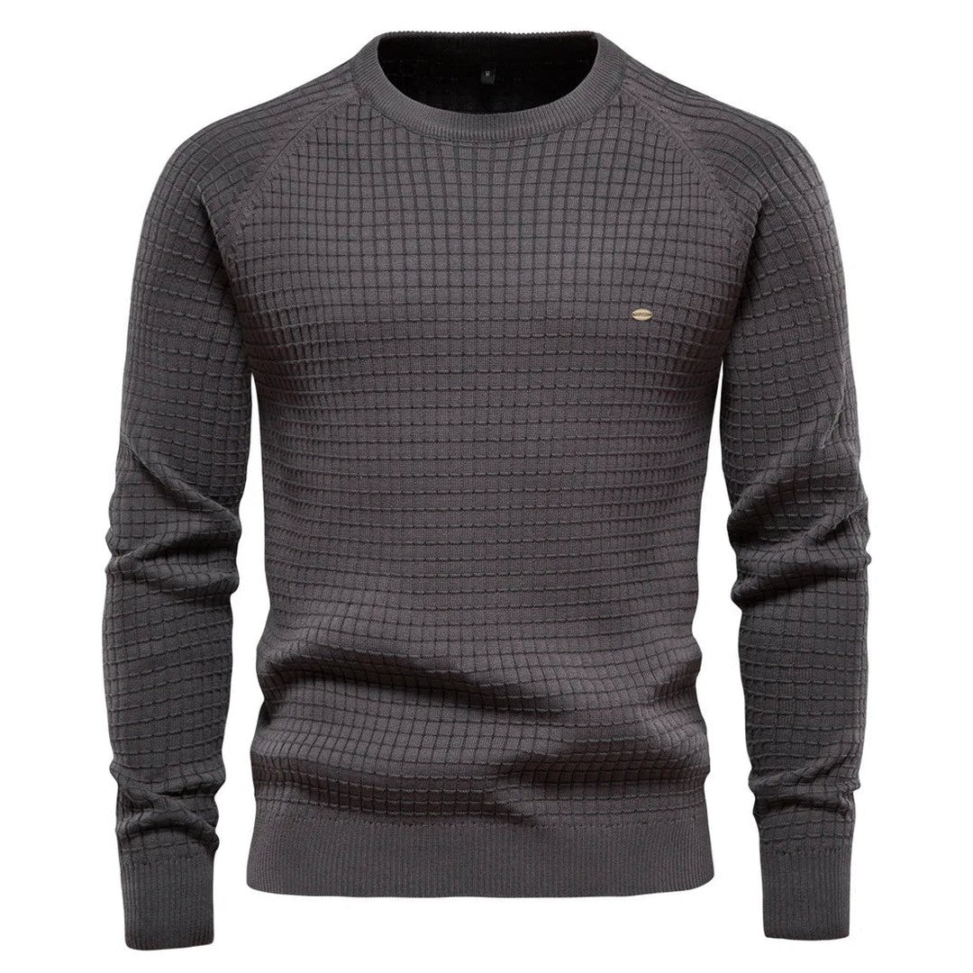 Waffle-Texture Crew Sweater