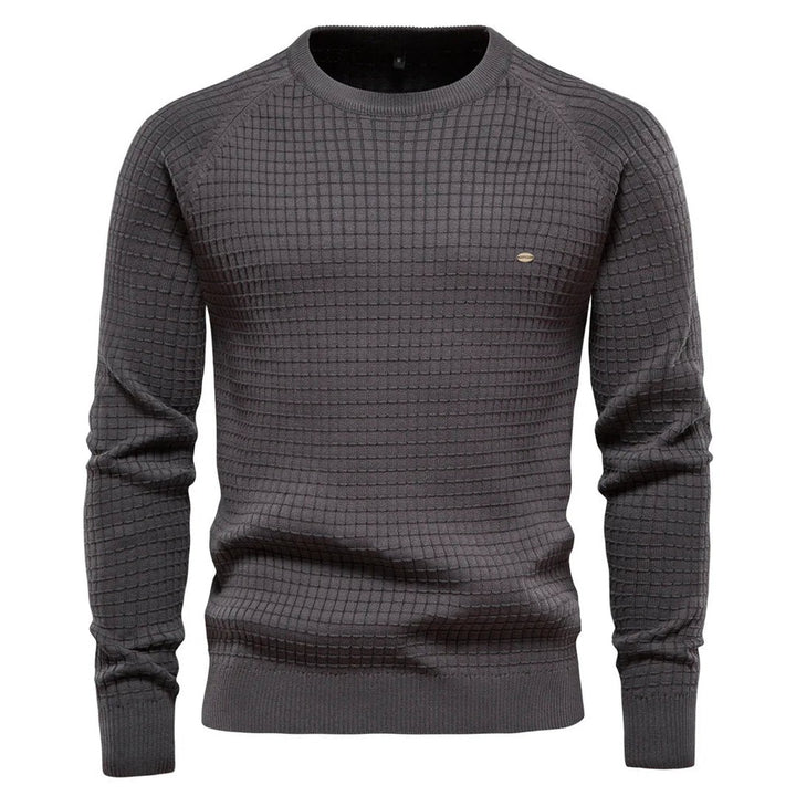 Waffle-Texture Crew Sweater
