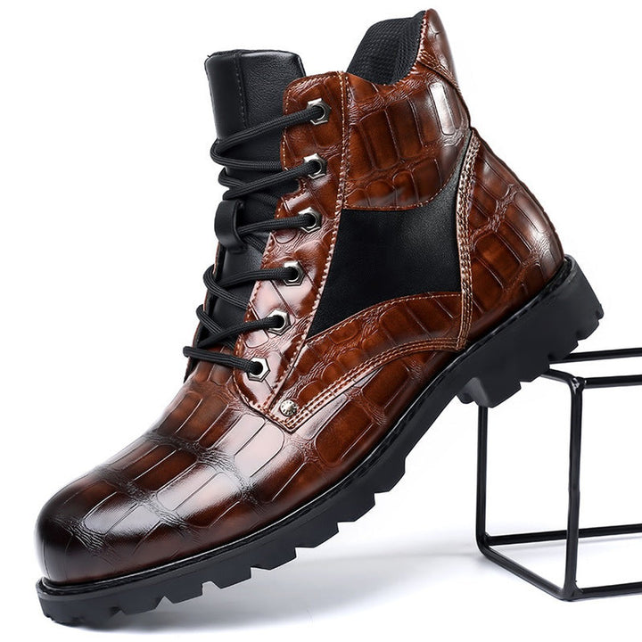 Croc-Embossed Ankle Boots