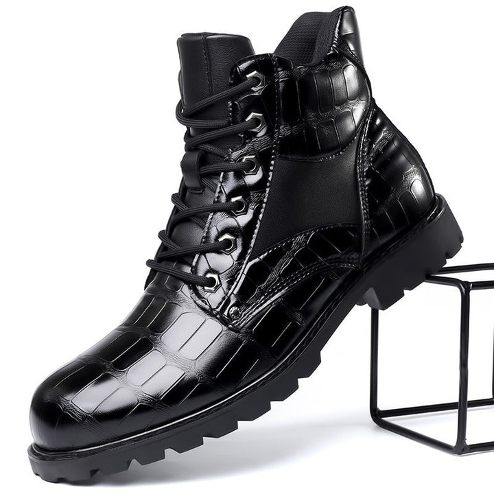 Croc-Embossed Ankle Boots