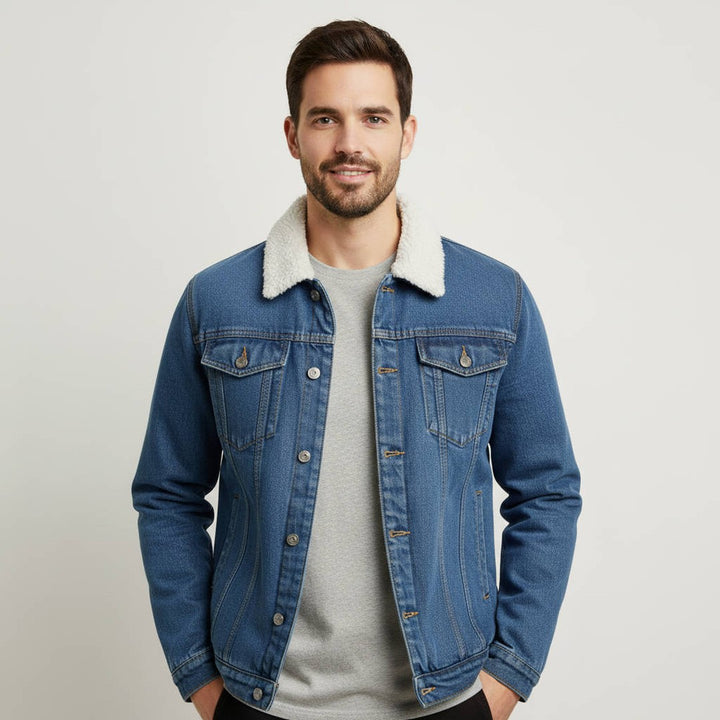 Men's Fleece Lined Denim Sherpa Jacket