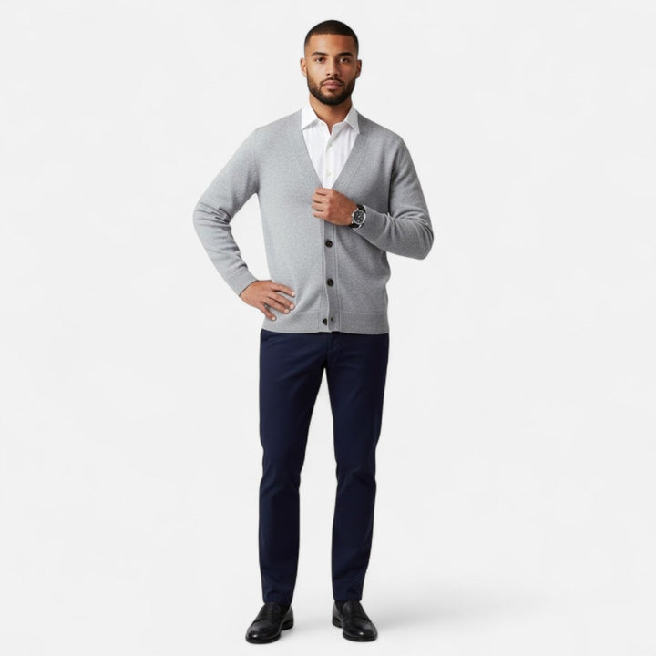 Valmonti | Men’s Loose V-Neck Wool-Blend Cardigan
