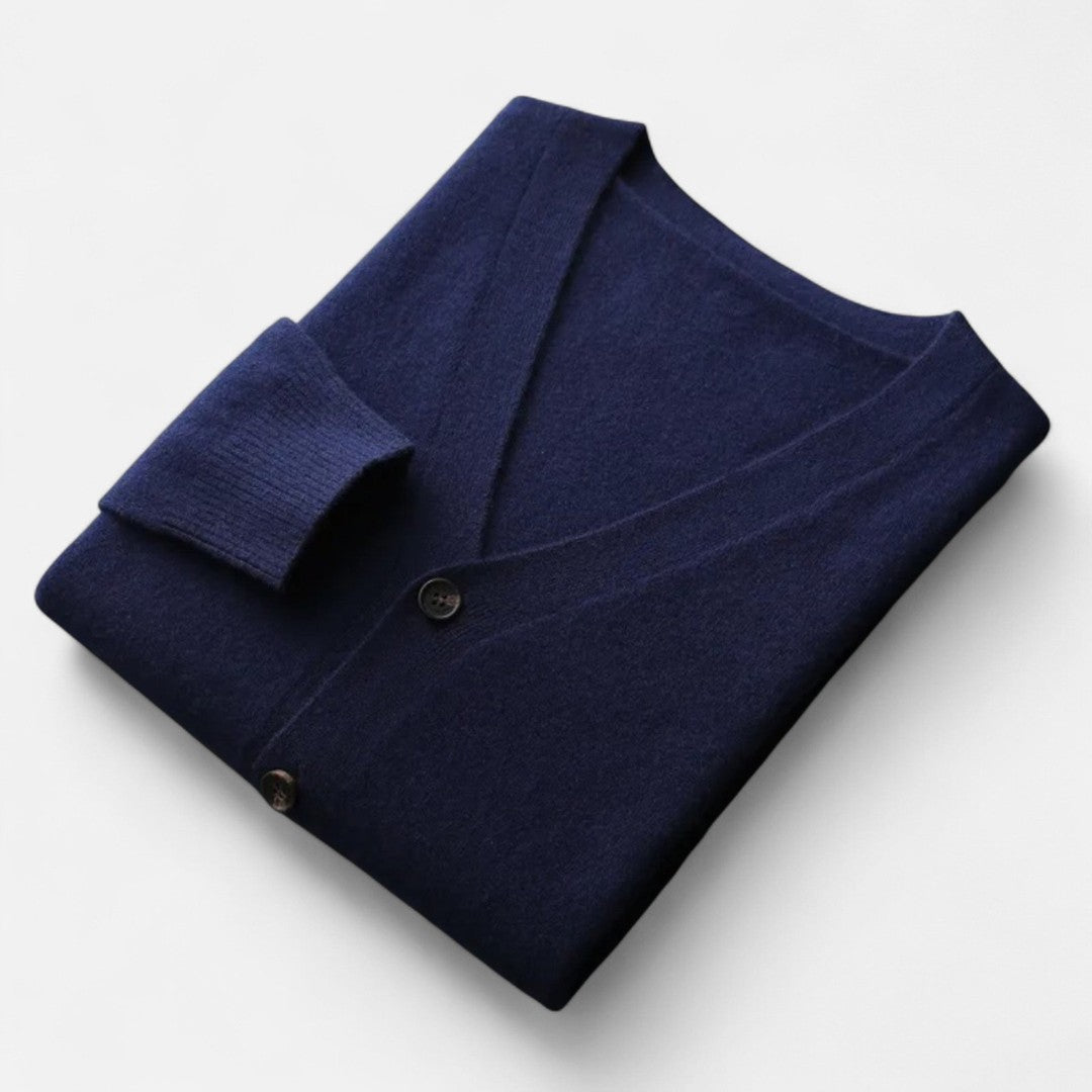 Valmonti | Men’s Loose V-Neck Wool-Blend Cardigan