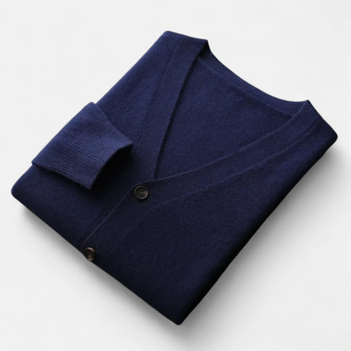 Valmonti | Men’s Loose V-Neck Wool-Blend Cardigan