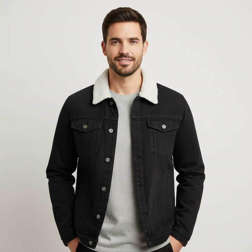 Men's Fleece Lined Denim Sherpa Jacket