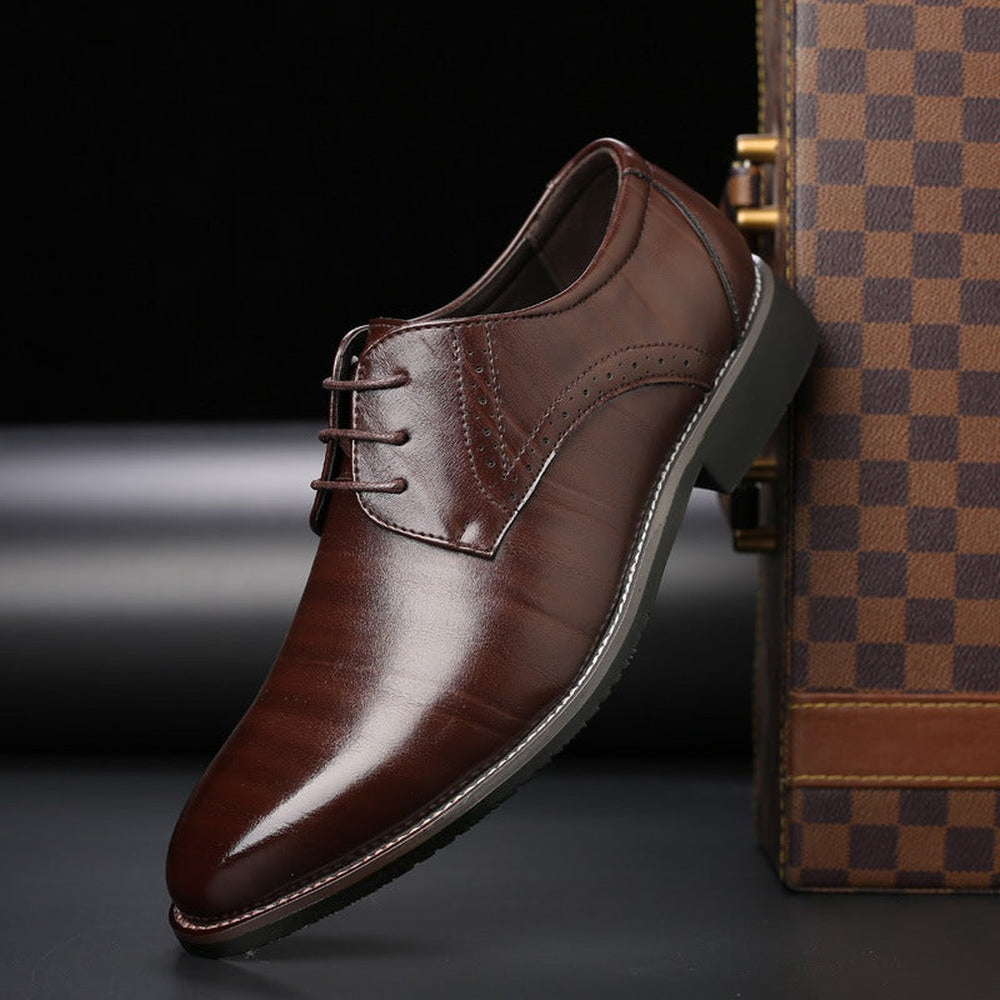 Brogue Detail Lace-Up Shoes - Brown