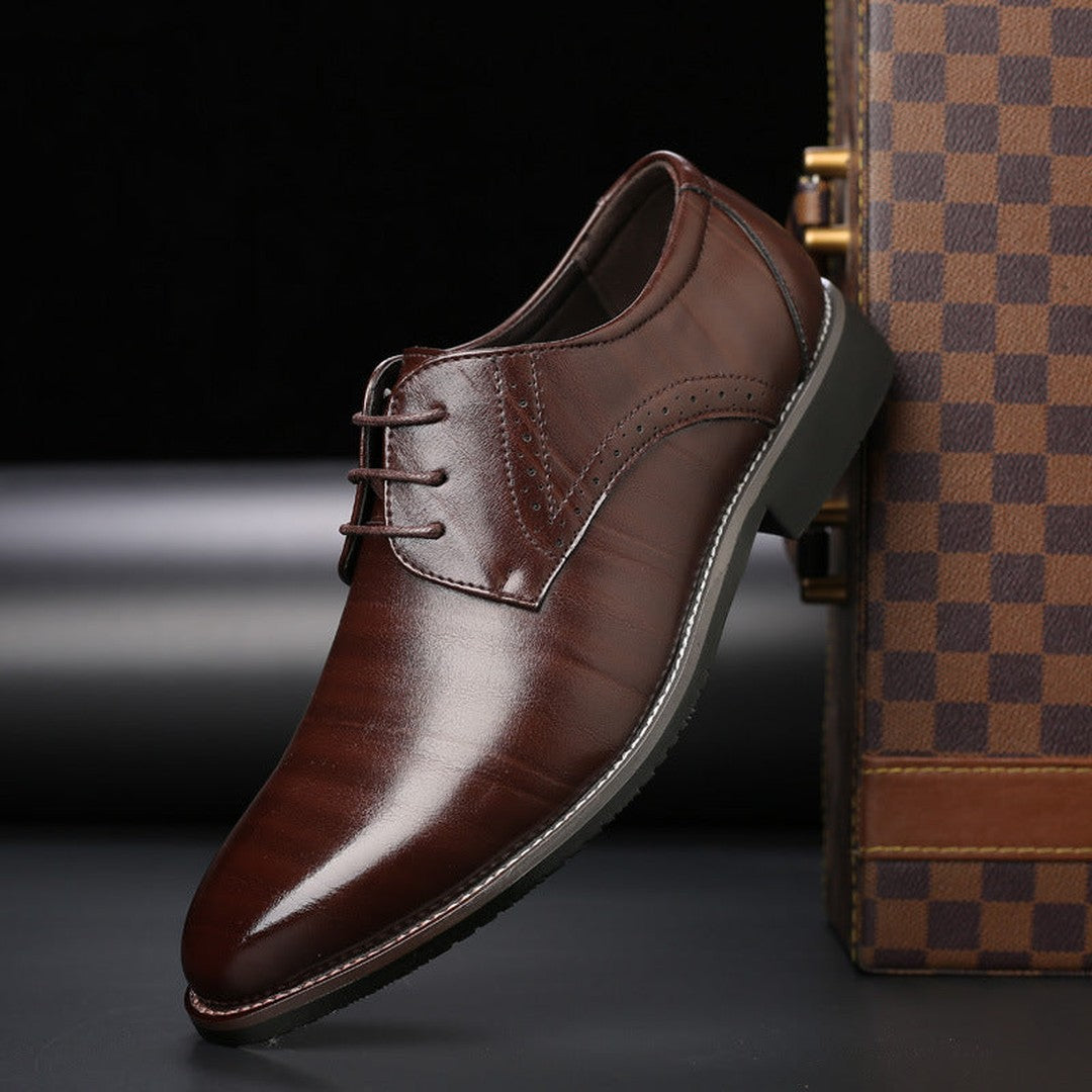 Brogue Detail Lace-Up Shoes - Brown