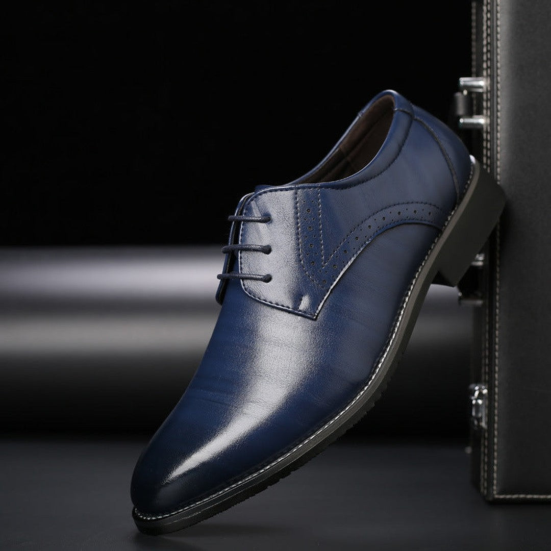 Brogue Detail Lace-Up Shoes - Blue