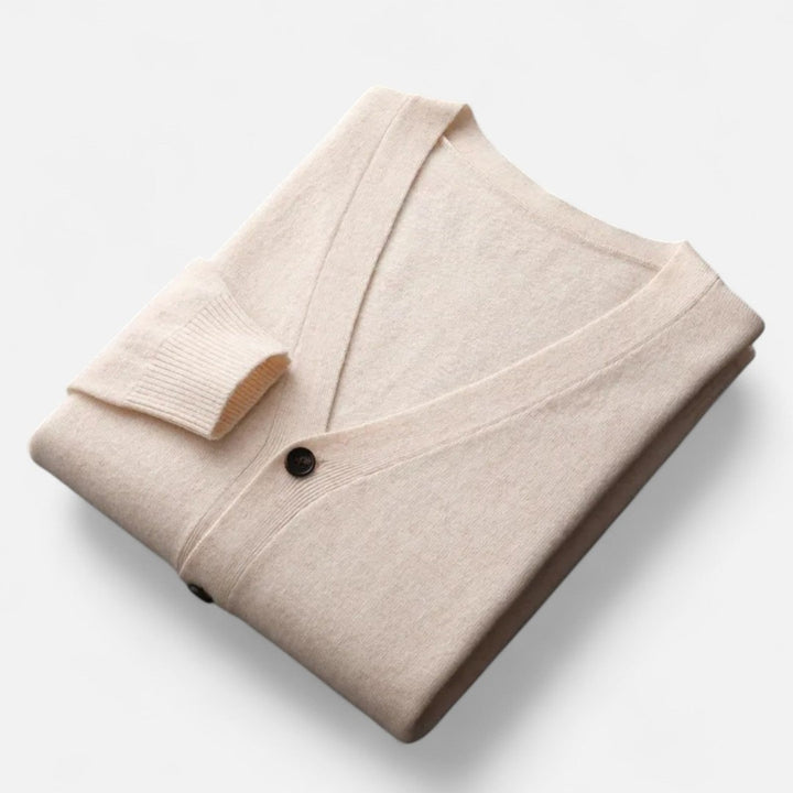 Valmonti | Men’s Loose V-Neck Wool-Blend Cardigan