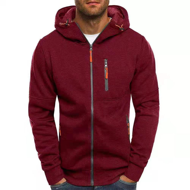 Textured Zip-Up Hooded Sweatshirt