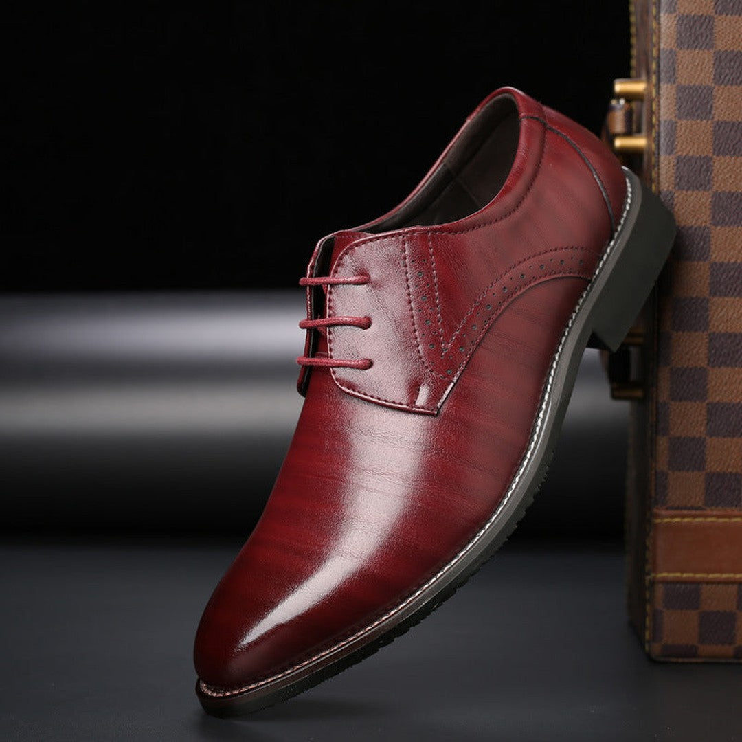 Brogue Detail Lace-Up Shoes - Red