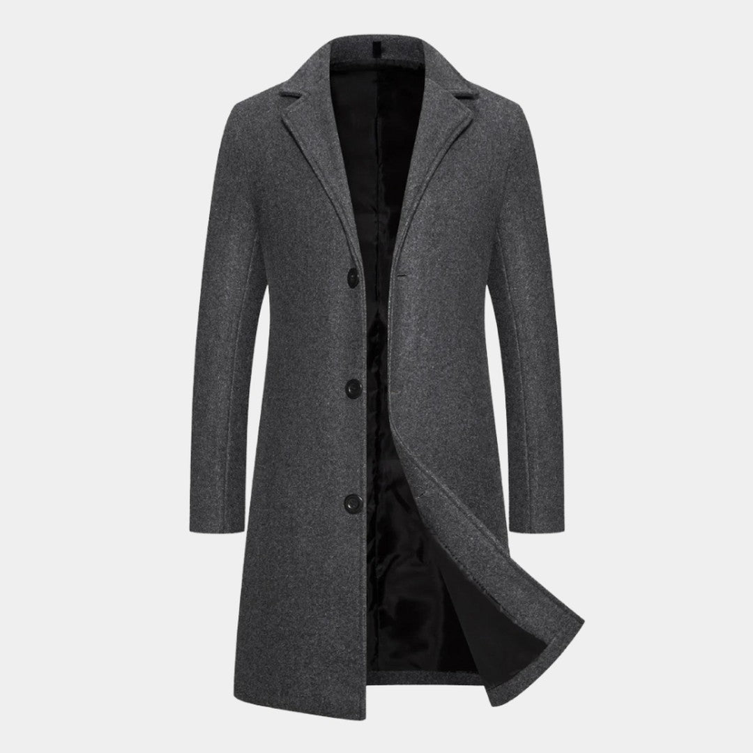 Aldersgate - Longline Coat Notch Lapel Button Front
