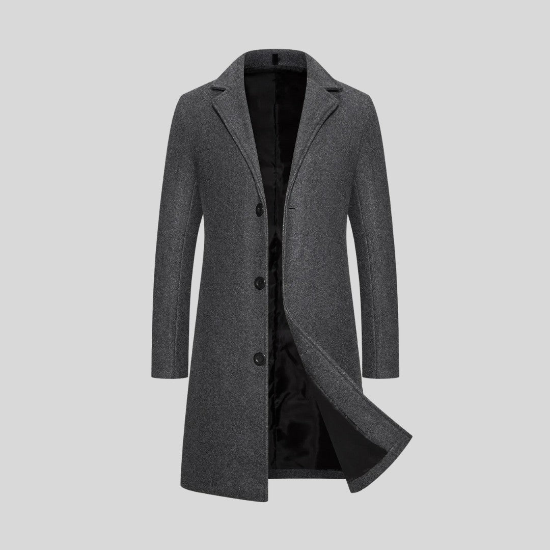 Aldersgate - Longline Coat Notch Lapel Button Front
