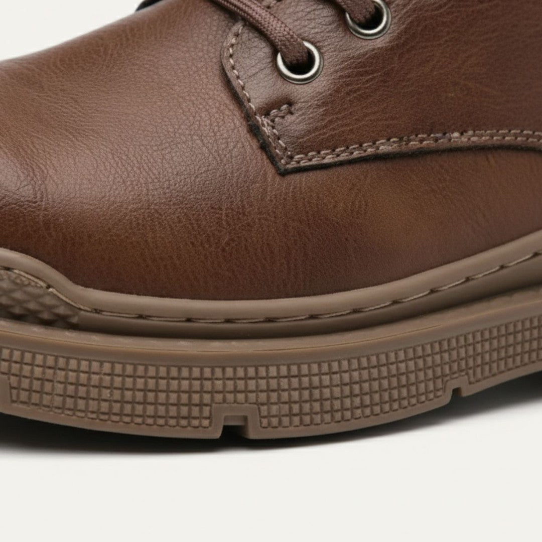 Waxed Leather-Look Ankle Boots