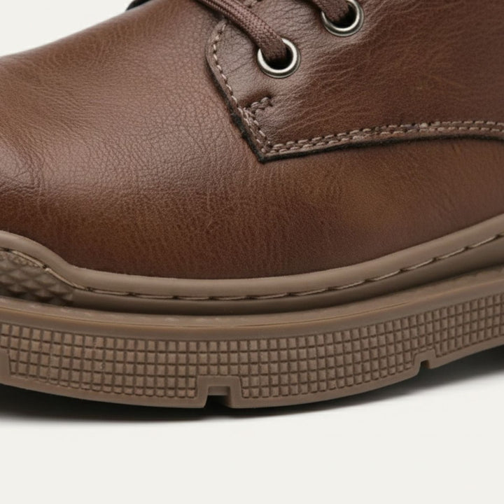 Waxed Leather-Look Ankle Boots
