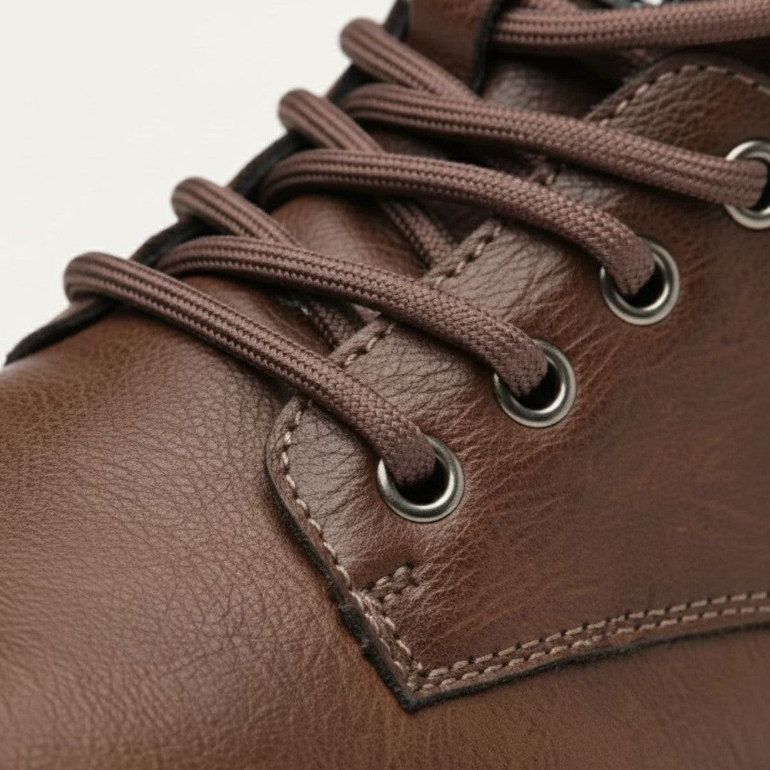Waxed Leather-Look Ankle Boots