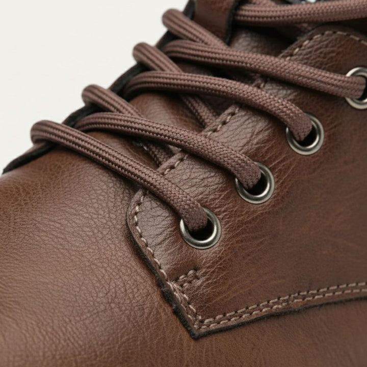 Waxed Leather-Look Ankle Boots
