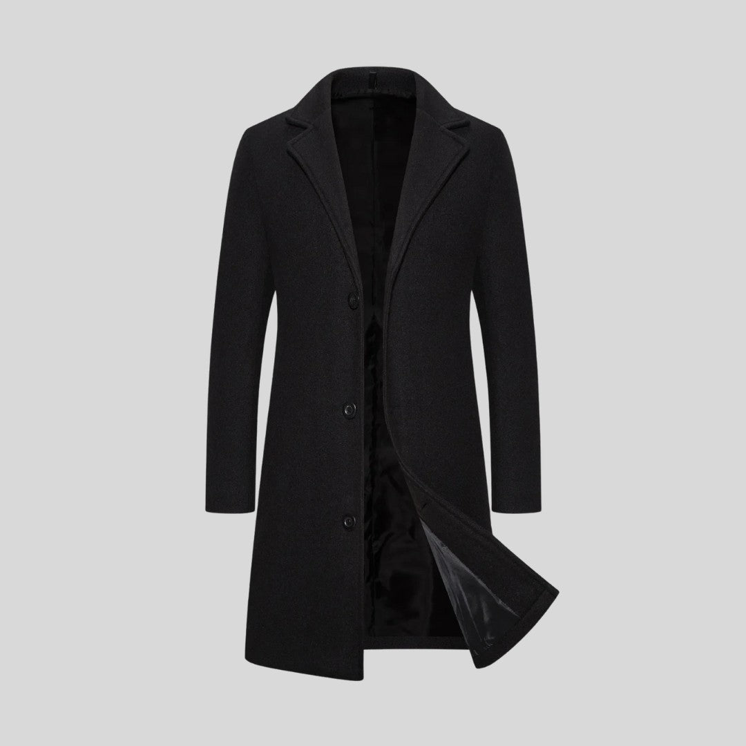 Aldersgate - Longline Coat Notch Lapel Button Front