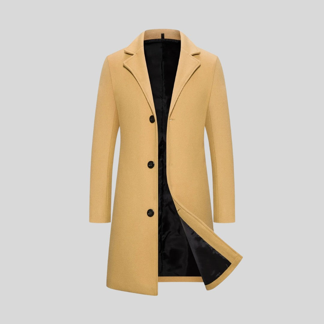 Aldersgate - Longline Coat Notch Lapel Button Front