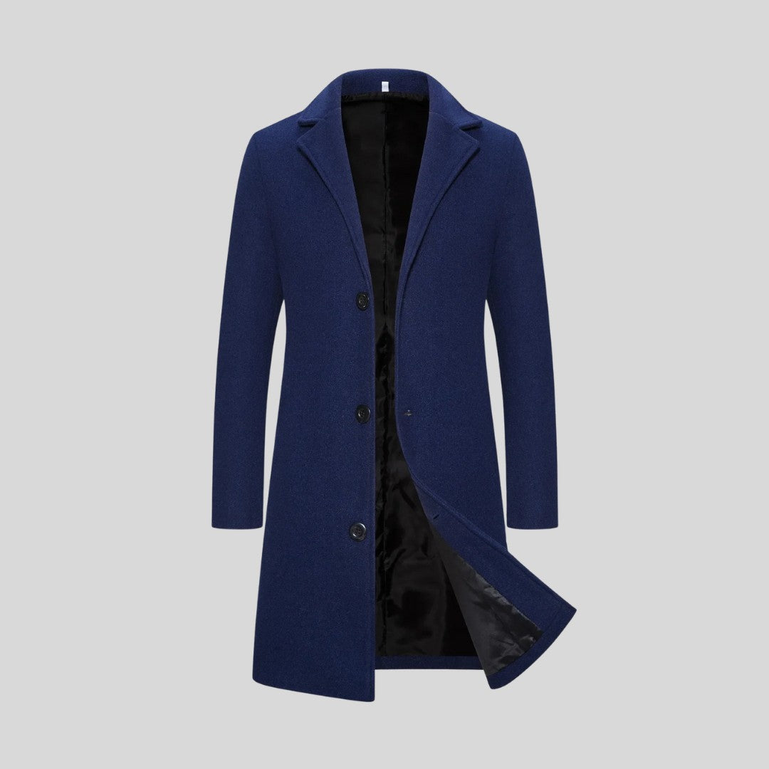 Aldersgate - Longline Coat Notch Lapel Button Front