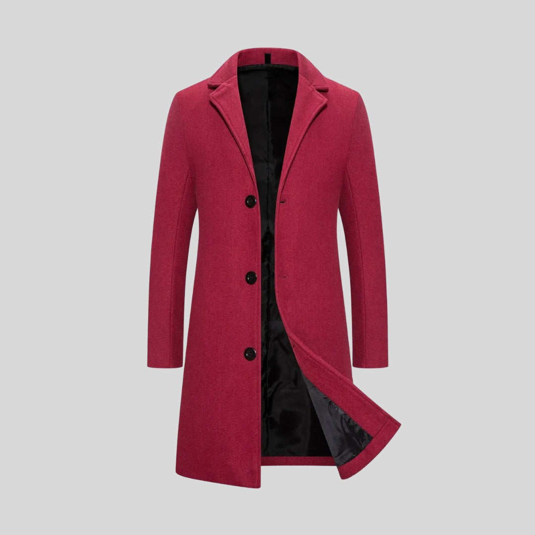 Aldersgate - Longline Coat Notch Lapel Button Front