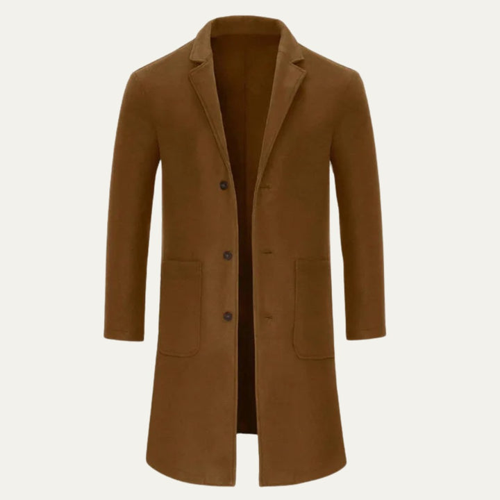 Colton Grey - Slim Fit Overcoat Wool-Look Notch Lapel