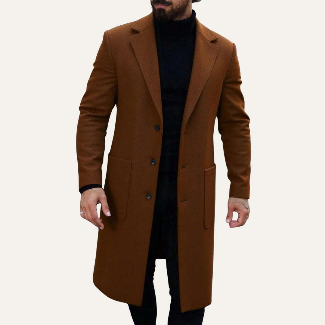 Colton Grey - Slim Fit Overcoat Wool-Look Notch Lapel